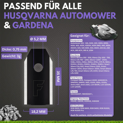 45x Mähroboter Messer Carbon BLACK - Passend für Husqvarna/Gardena