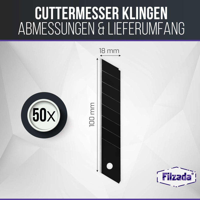 50x Cuttermesser Klingen 18 mm - Schwarz