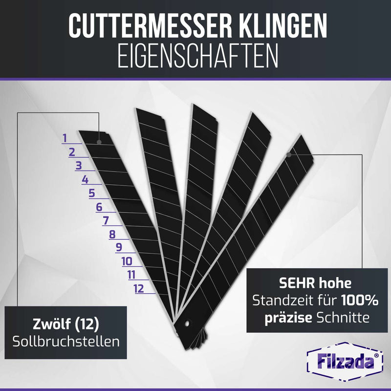 60x Cuttermesser Klingen 9 mm - Schwarz