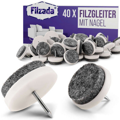 40x Filzgleiter Nagel Weiss (Ø 24 mm)